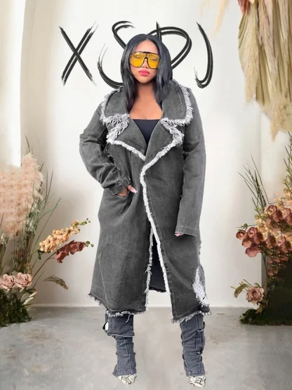 Trendy Plus Size Denim Coat - Image 2