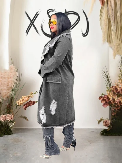 Trendy Plus Size Denim Coat - Image 3