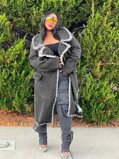 Trendy Plus Size Denim Coat - Image 4