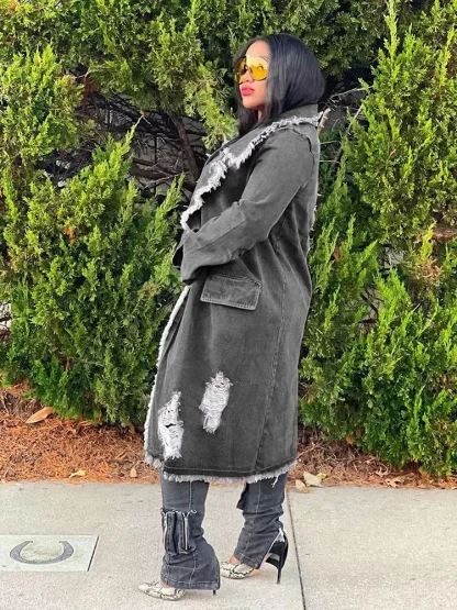 Trendy Plus Size Denim Coat - Image 5