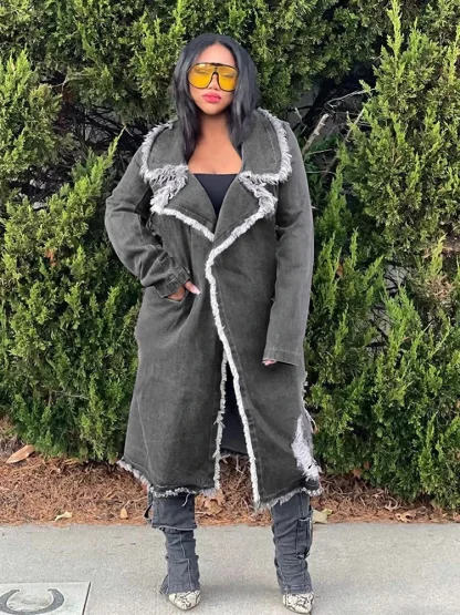 Trendy Plus Size Denim Coat - Image 6