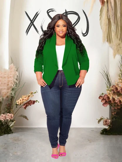 Long Sleeve Plus Size Blazer - Image 2