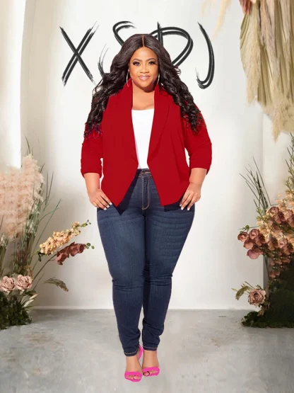 Long Sleeve Plus Size Blazer - Image 4