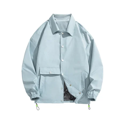 Solid Color Plus Size Button Jacket - Image 3
