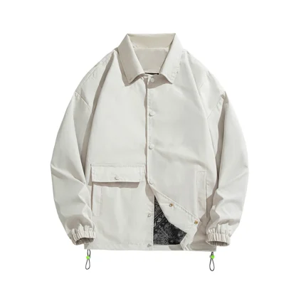 Solid Color Plus Size Button Jacket - Image 5