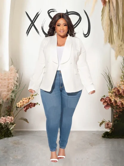 Elegant Plus Size Long Sleeve Blazer - Image 4
