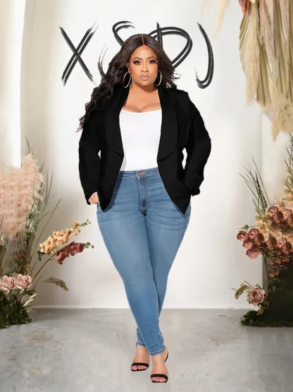 Elegant Plus Size Long Sleeve Blazer