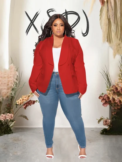 Elegant Plus Size Long Sleeve Blazer - Image 6