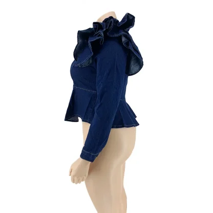 Ruffle Chic Plus Size Denim Coat - Image 5