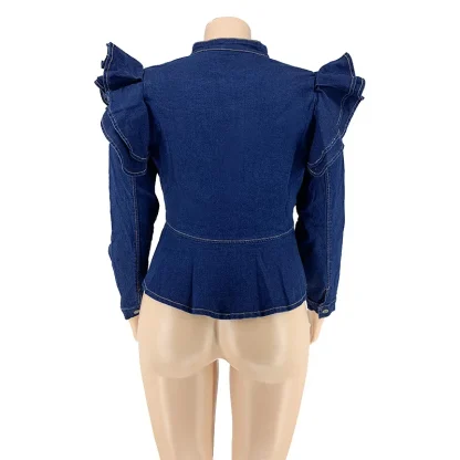 Ruffle Chic Plus Size Denim Coat - Image 6