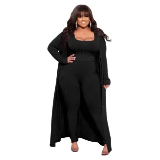 Plus Size Black Coat