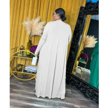 Chic Ribbed Plus Size Long Jacket - Image 4