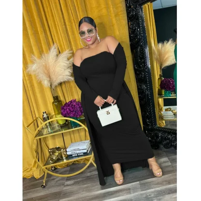 Chic Ribbed Plus Size Long Jacket - Image 5