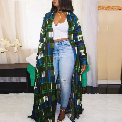 Elegant Plaid Plus Size Jacket Dress