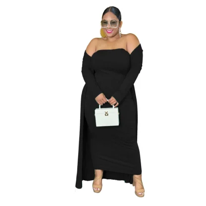 Chic Ribbed Plus Size Long Jacket