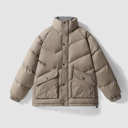 Modern Stand Collar Plus Size Coat - Image 2