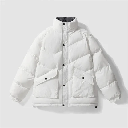 Modern Stand Collar Plus Size Coat - Image 3