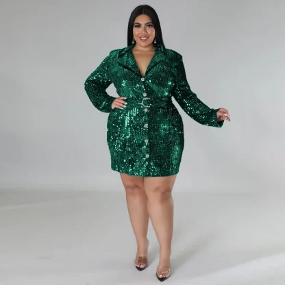 Elegant Sequin Plus Size Dress Coat - Image 2