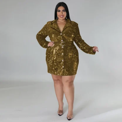 Elegant Sequin Plus Size Dress Coat - Image 4