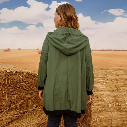 Long-Sleeved Hooded Plus Size Jacket - Image 2
