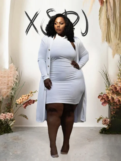 Elegant Halter Plus Size Coat Set - Image 2
