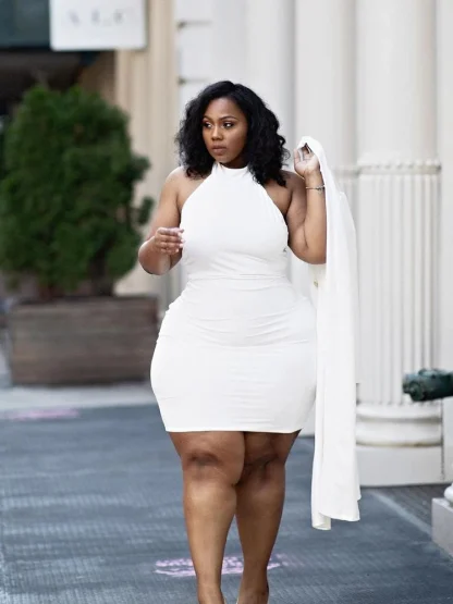 Elegant Halter Plus Size Coat Set - Image 5