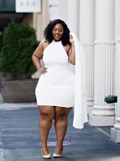 Elegant Halter Plus Size Coat Set - Image 6