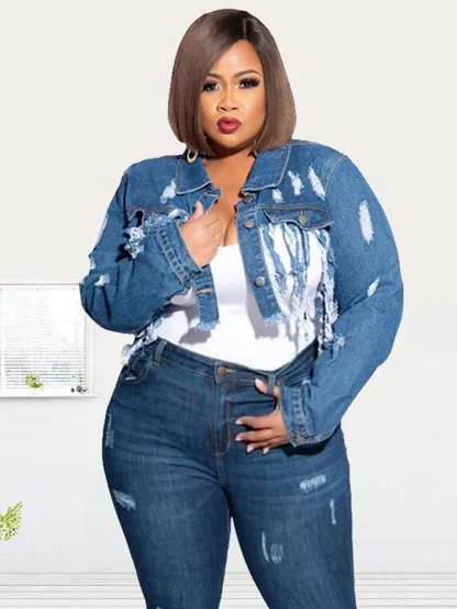 Tassel Plus Size Denim Jacket