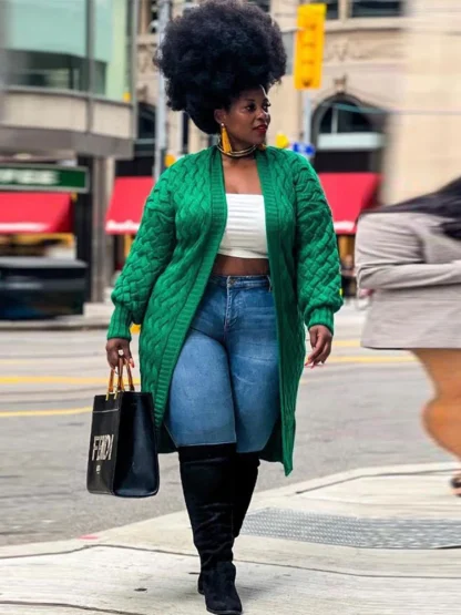 Cozy Chic Plus Size Knitted Coat - Image 4