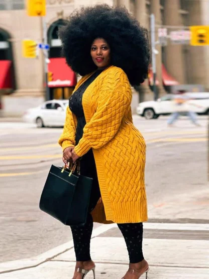 Cozy Chic Plus Size Knitted Coat - Image 5