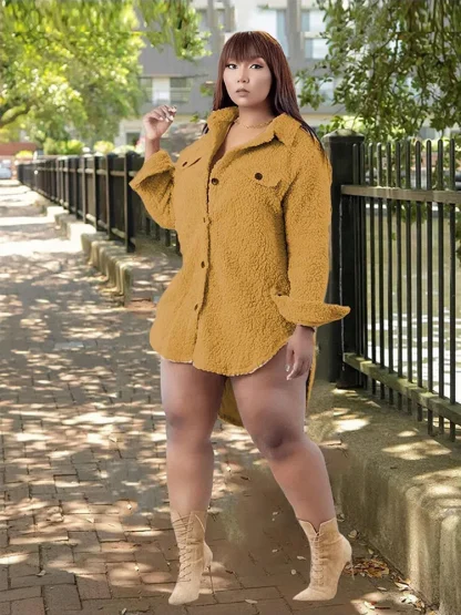 Elegant Plush Plus Size Coat - Image 3
