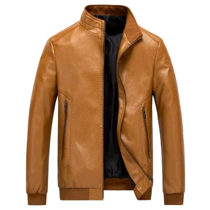 Classic Stand Collar Plus Size Jacket - Image 3