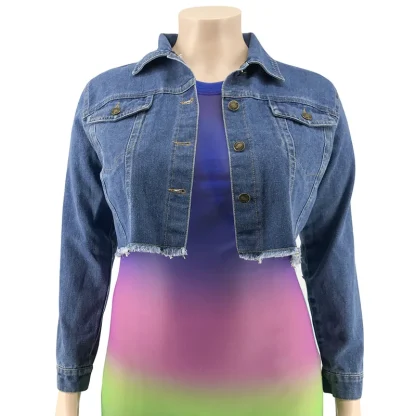Ripped Plus Size Jean Jacket - Image 5