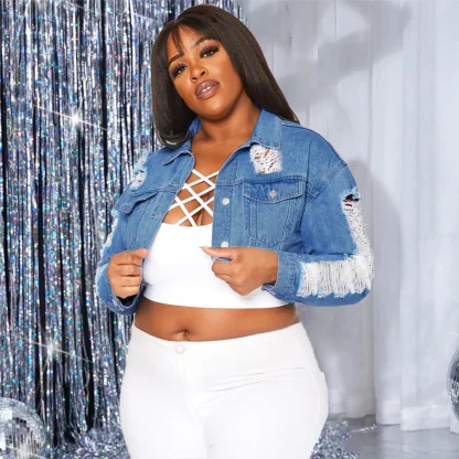 Stylish Plus Size Denim Coat
