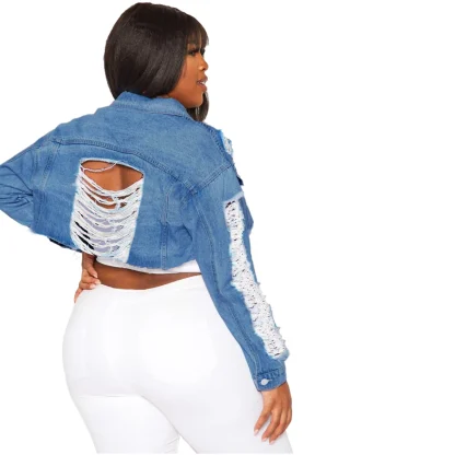 Stylish Plus Size Denim Coat - Image 6