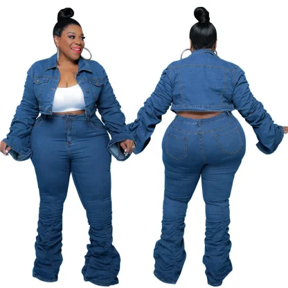 Cozy Ruffled Plus Size Jacket Set - Image 2