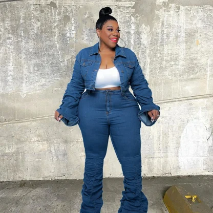 Cozy Ruffled Plus Size Jacket Set