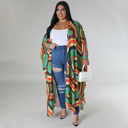 Long Printed Plus Size Robe - Image 3