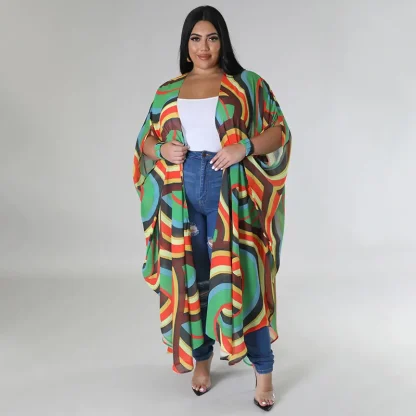 Long Printed Plus Size Robe - Image 4