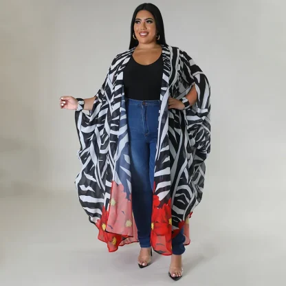 Long Printed Plus Size Robe - Image 5