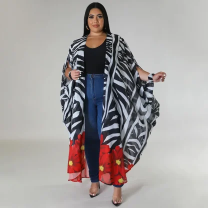 Long Printed Plus Size Robe - Image 6