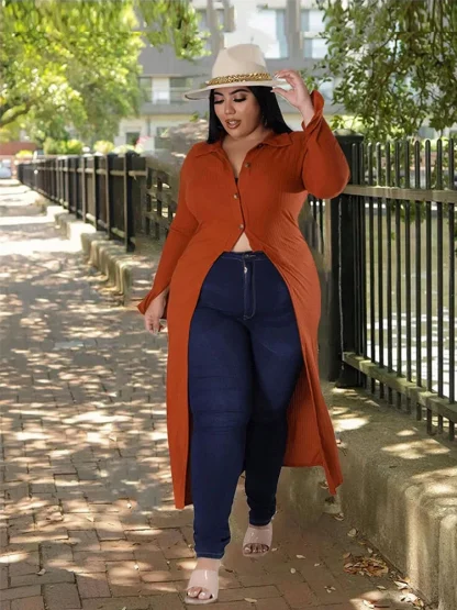 Ribbed Style Plus Size Cardigan - Image 2