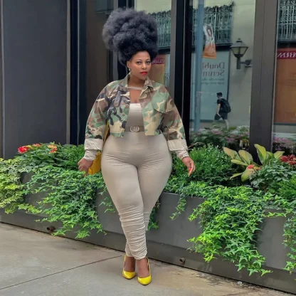 Urban Camo Plus Size Short Jacket
