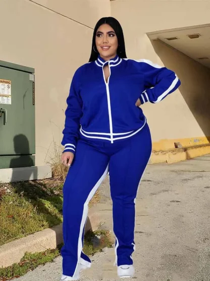 Relaxed Fit Plus Size Tracksuit Set - Image 2