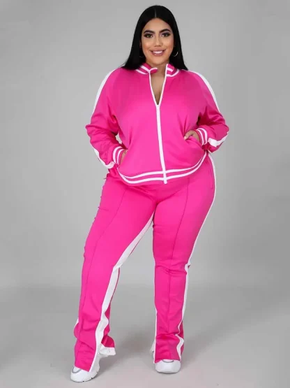 Relaxed Fit Plus Size Tracksuit Set - Image 3