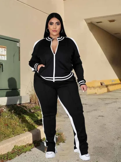 Relaxed Fit Plus Size Tracksuit Set