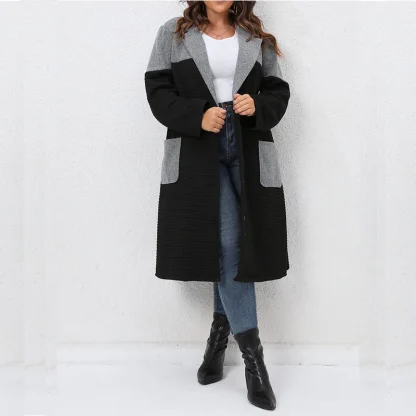 Color Block Plus Size Coat - Image 3