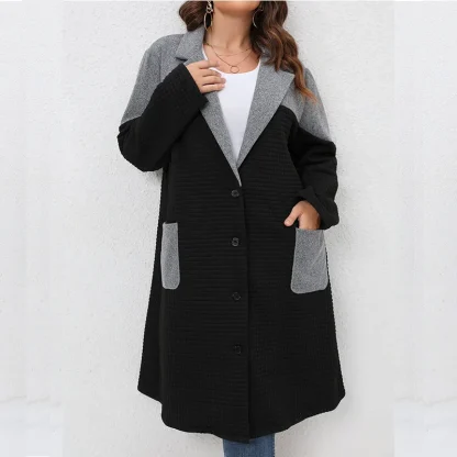 Color Block Plus Size Coat - Image 4