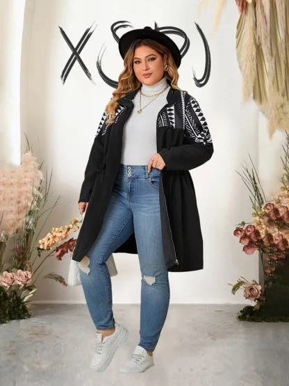 Chic Plus Size Zipper Coat - Image 3