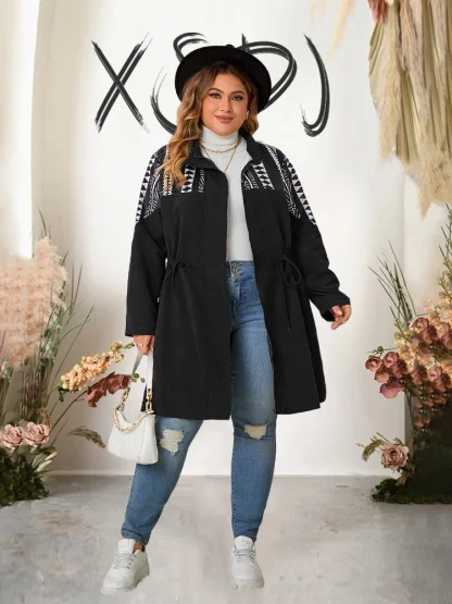 Chic Plus Size Zipper Coat - Image 4